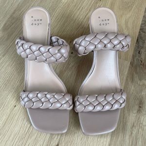 Tan Braided Slip On Heels